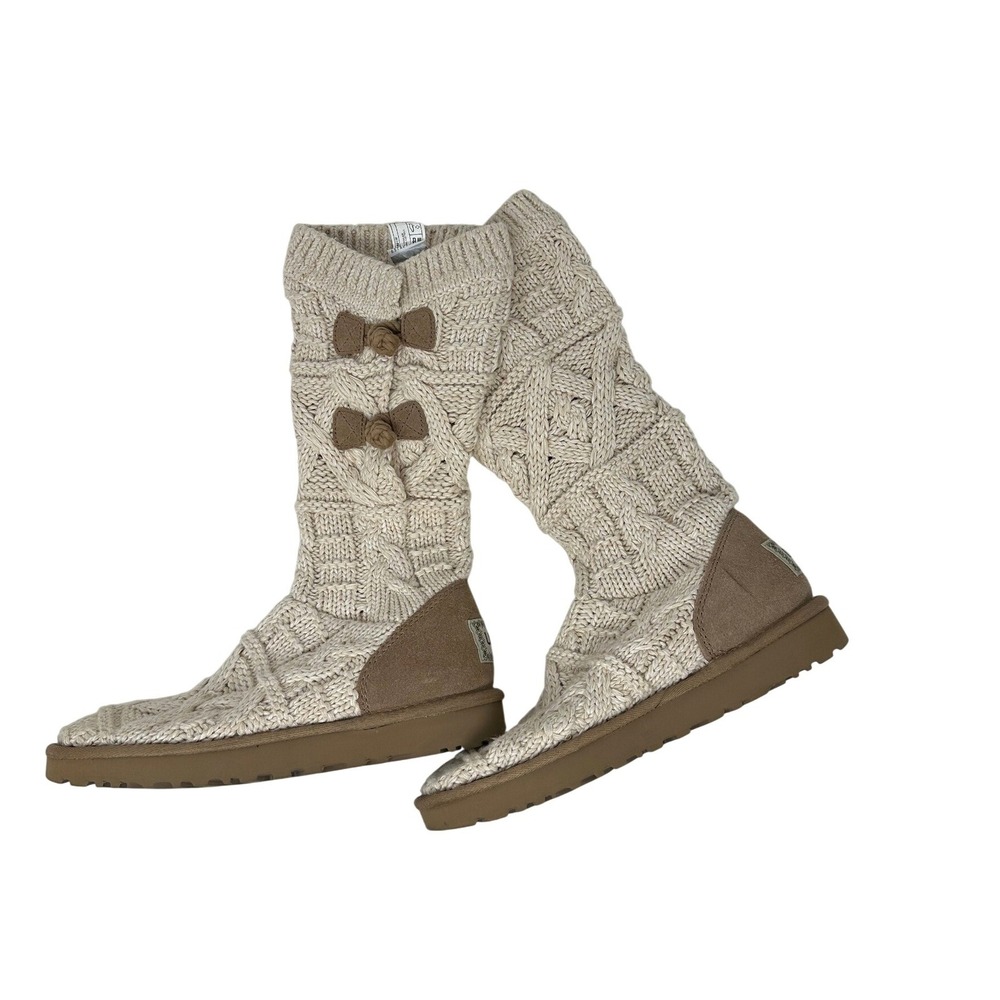 Ugg Kalla Cable‎ Knit Sweater Boots in Fawn 7
